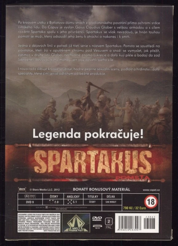 SPARTAKUS: POMSTA kolekce 4xDVD sezóna 3 (epizoda 1-10) DVD